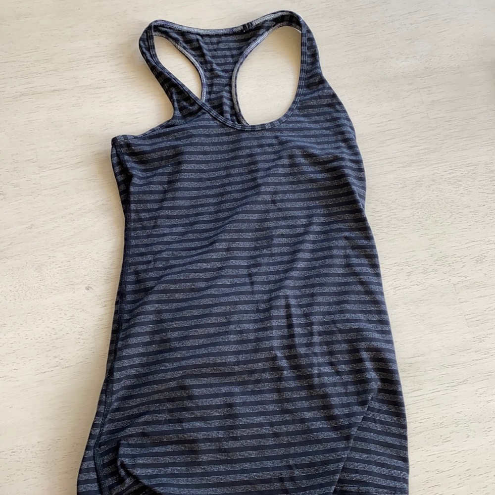 Lululemon gray&dark gray(black)striped racer back.